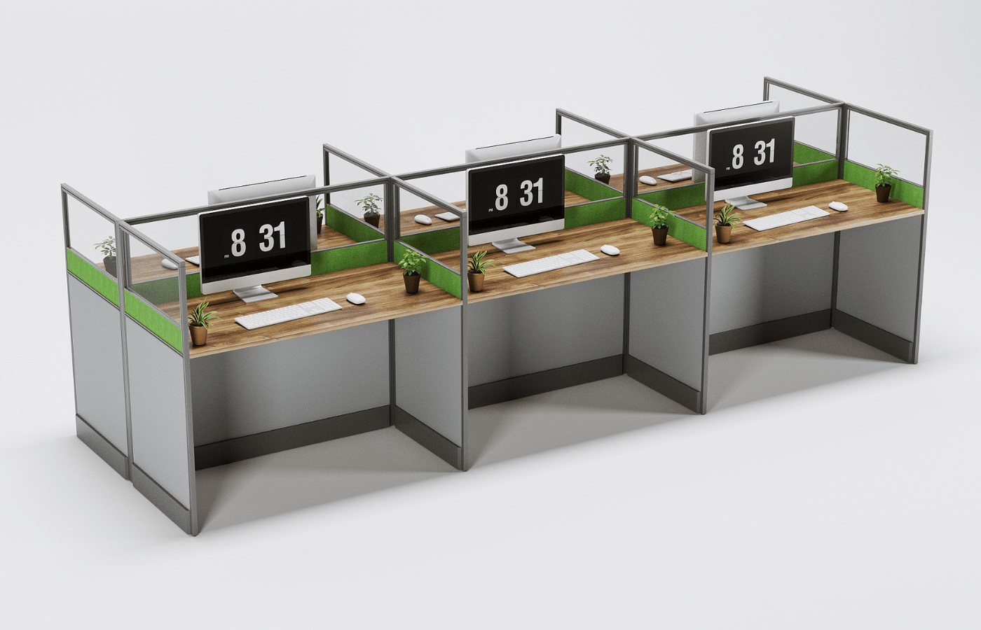 Charter Call Center Workstation For Six Persons With Partitions
