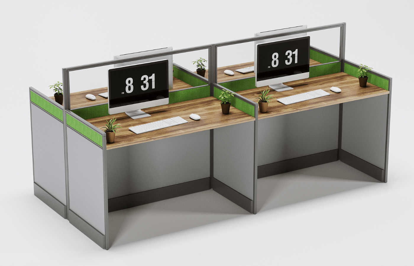Charter Line Workstation For Four Persons With Partitions