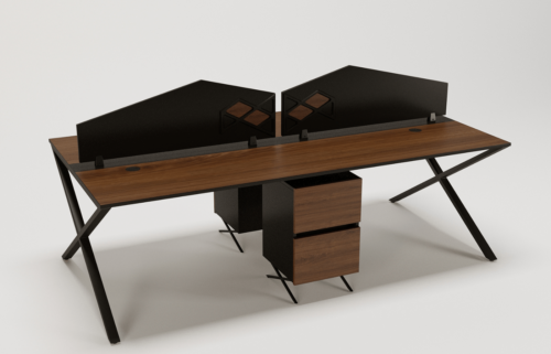 Freedom Team Workstation With Partitions and With Pedestal For Four Persons