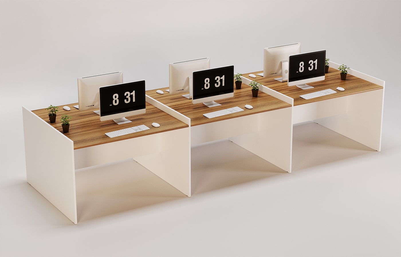 New Simplicity Workstation For Six Persons Without Partitions