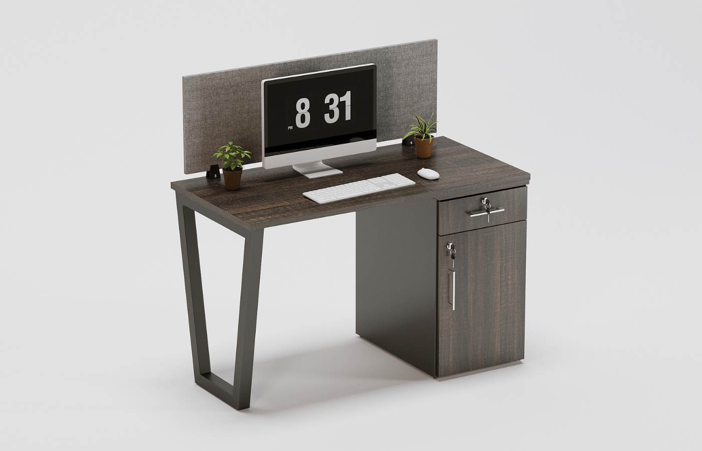 Optimus Linear Workstation with Partition and Storage for one Person