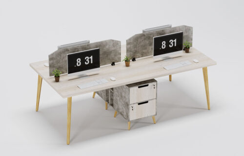 Smart Team Workstation For Four Persons With Partitions And With Storage