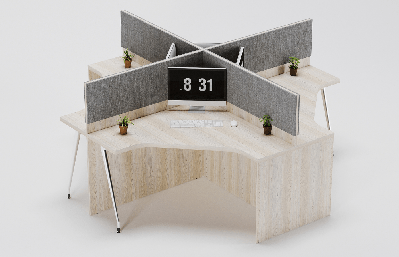 Smart Block Workstation For Four Persons With Partitions, Without Storage Smart Block Workstation For Four Persons With Partitions, Without Storage