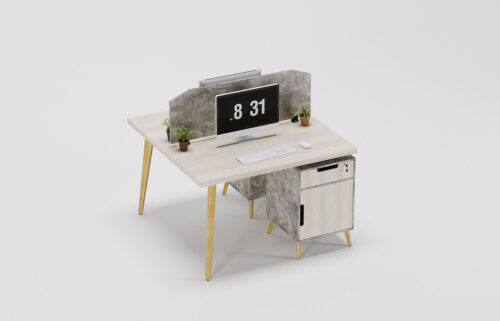 Smart Linear Basic Workstation For Two Persons With Partitions And With Storage