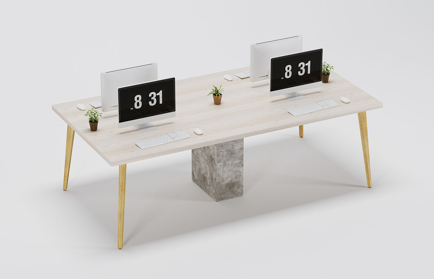 Smart Team Workstation For Four Persons Without Partitions And Accessories